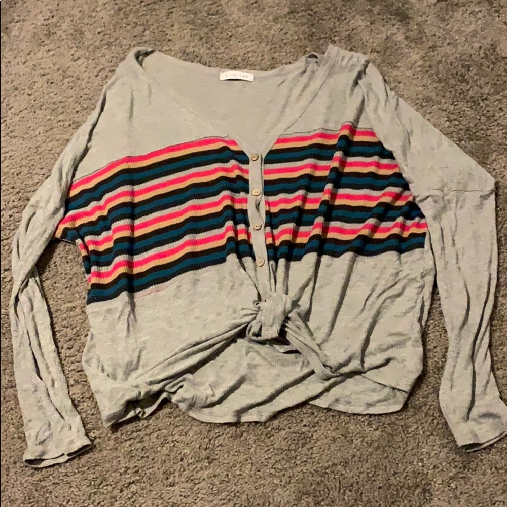 Rainbow Striped Grey Sweater